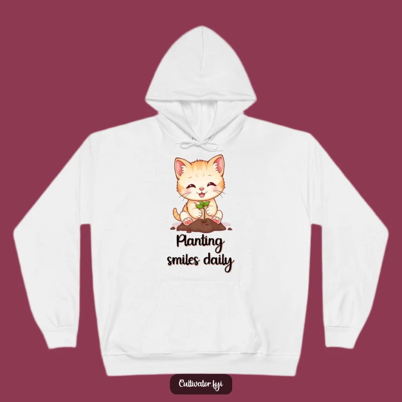 Funny Kitten Planting Hoodie: Cozy, Humorous Gift for Gardeners and Cat Enthusiasts