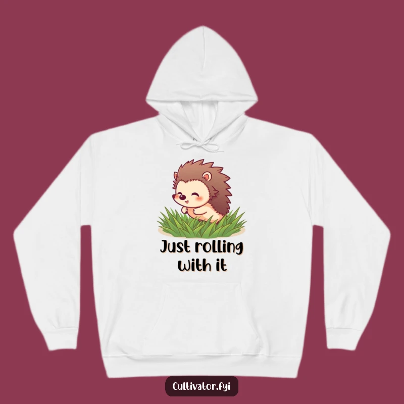 Funny Hedgehog Roll Hoodie: Cozy Giggling Friend, Perfect Funny Gift!