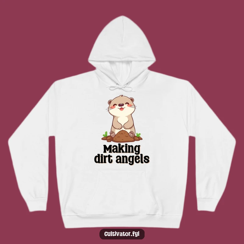 Funny Cozy Hoodie: Happy Otter Gardener Digging Soil