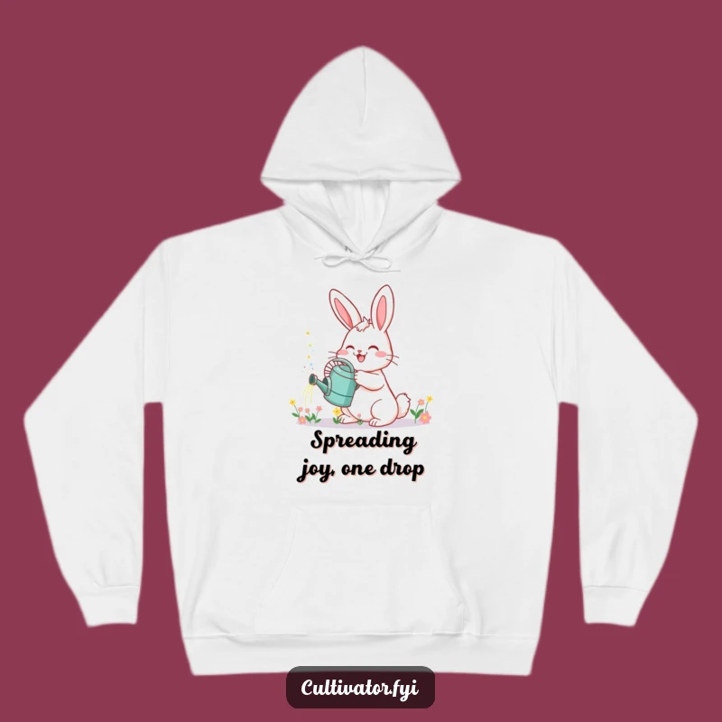 Funny Bunny Gardener Hoodie: Cozy Sprinkling Flower Friend, Perfect Funny Gift!