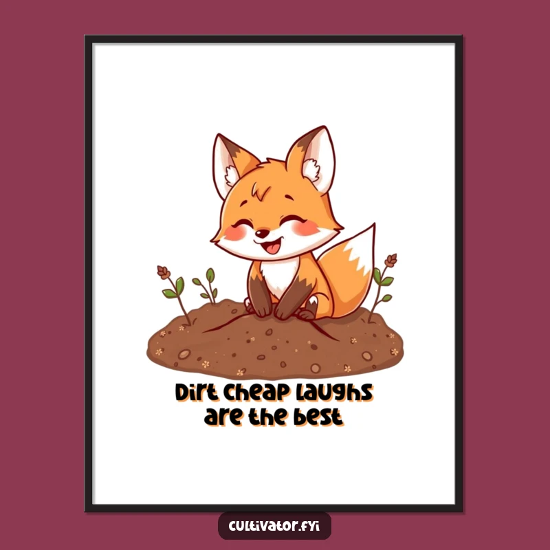 Funny Free Printable Wall Art: Playful Fox Digging - Hilarious Downloadable Decor!