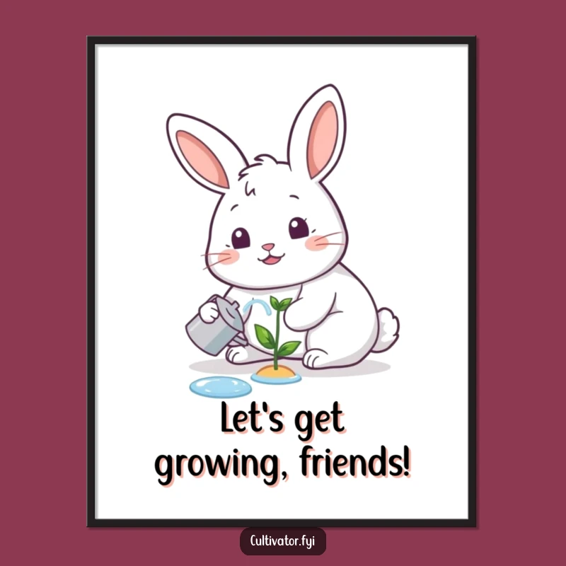 Free Printable Wall Art: Happy Gardener Rabbit, Funny Downloadable Decor for Nature Lovers