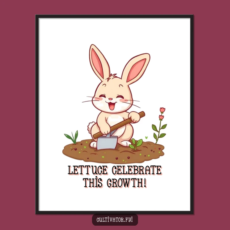 Funny Free Printable Wall Art: Bunny Gardening Enthusiast - Downloadable Home Decor