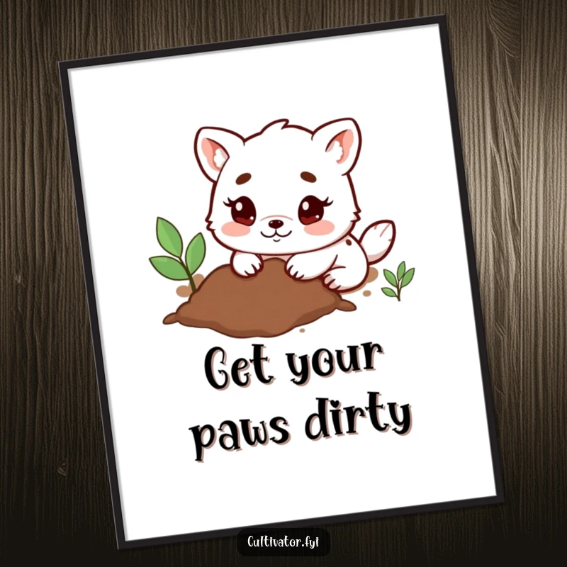 Funny Free Printable Wall Art: A happy animal digs enthusiastically in the soil with its small, determined paws.