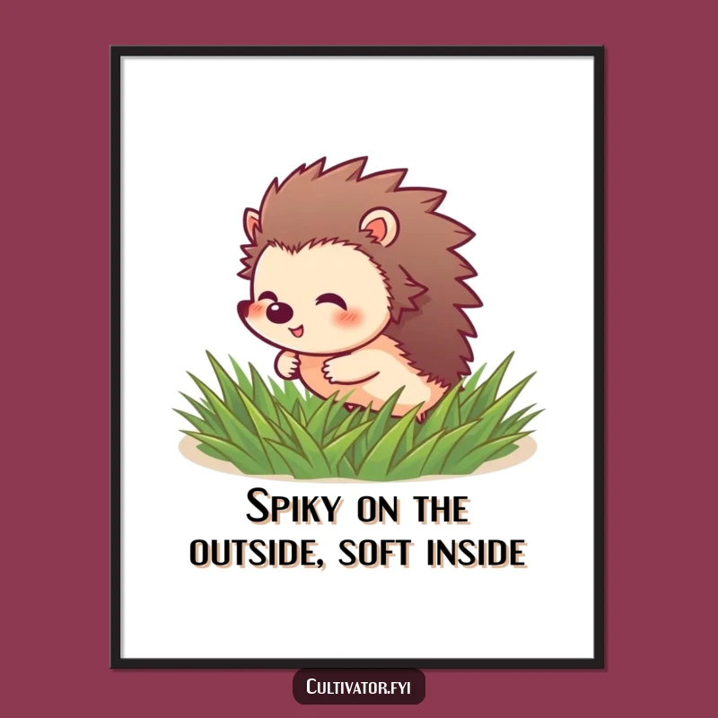 Funny Free Printable Wall Art: Giggling Hedgehog Rolling, Playful Downloadable Decor