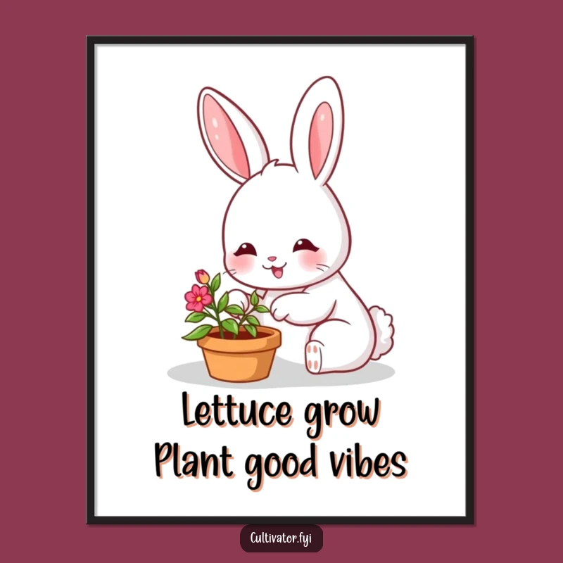 Funny Free Printable Wall Art: Bunny Gardener for Plant Lover Decor