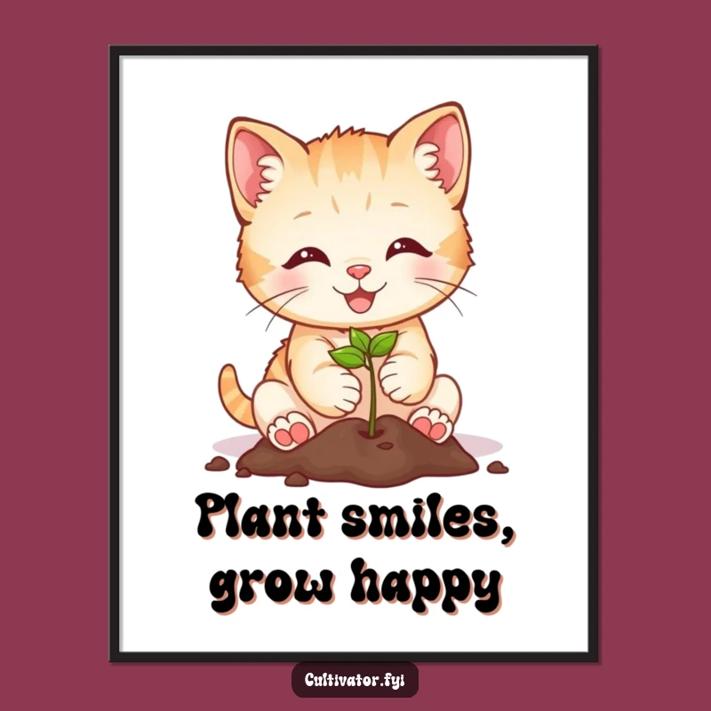 Cute Free Printable Wall Art: Kitten Planting Hope, Downloadable & DIY Gift!