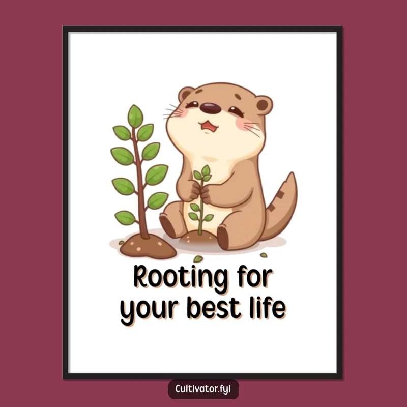 Free Printable Otter Art: Joyful Planting, Downloadable & Print-at-Home Nature Decor