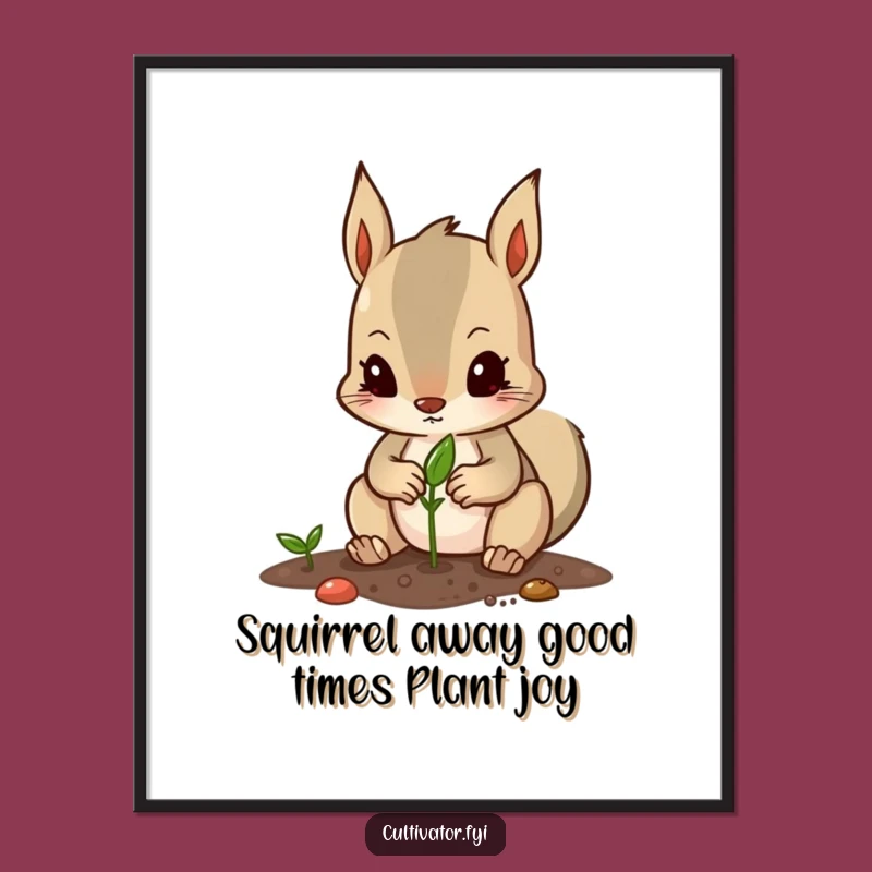 Funny Free Printable Wall Art: Determined Squirrel Planter for Nature Lovers