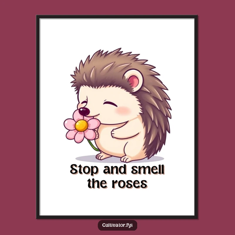 Funny Free Printable Wall Art: Hedgehog's Floral Serenity, Hilarious Decor!