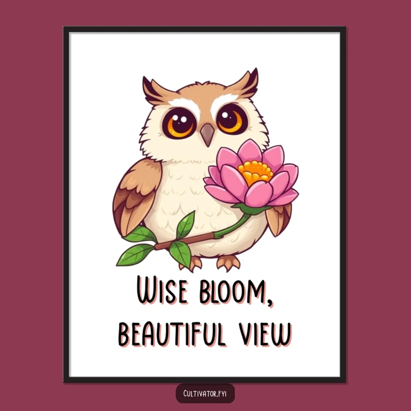 Whimsical Free Printable Wall Art: Owl's Floral Discovery - Downloadable Decor