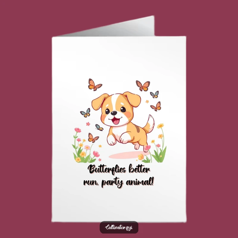 Free Printable Dog Birthday Card: Funny Canine Chase Design, Downloadable & Print-at-Home