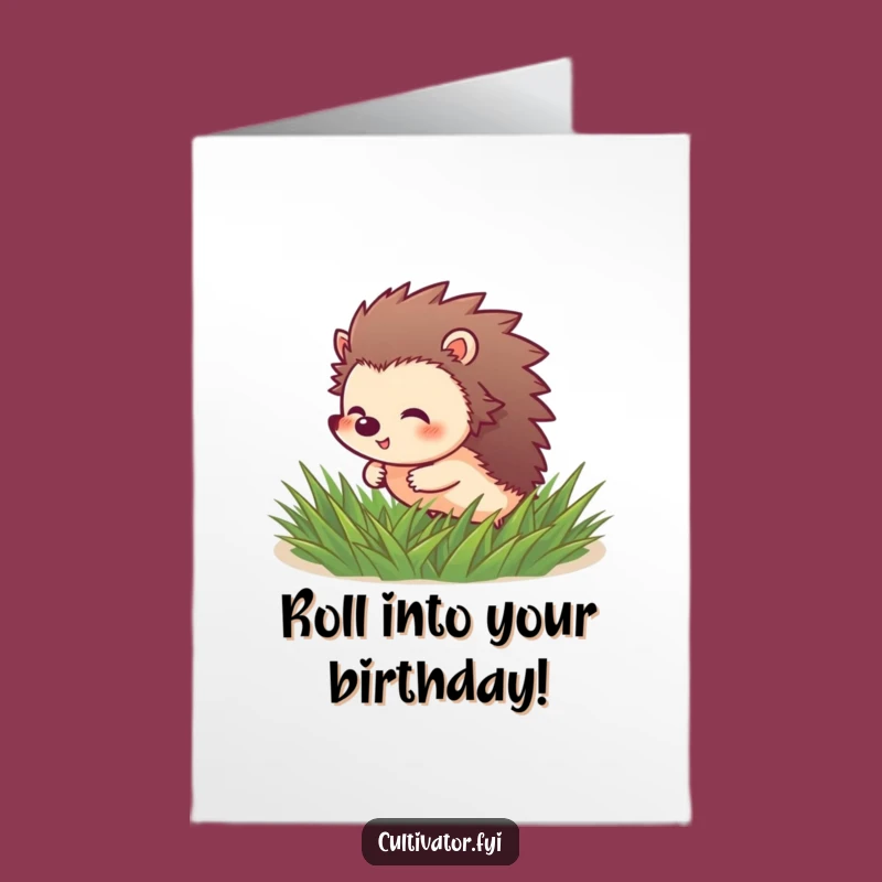 Free Printable Birthday Card: Giggling Hedgehog Rolling, Funny Downloadable Gift of Joy