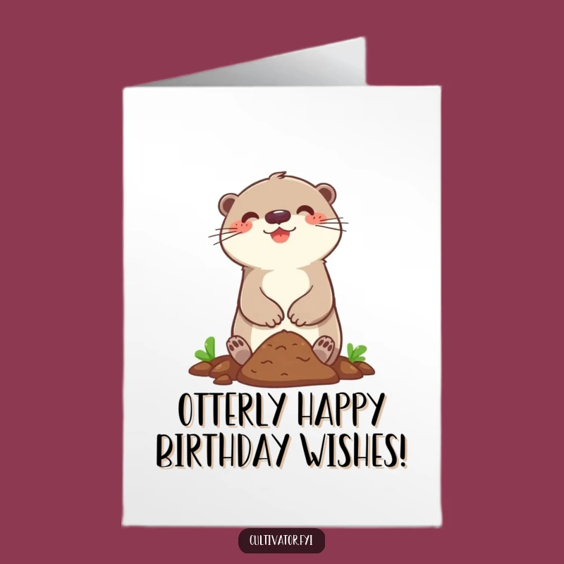 Free Printable Birthday Card: Joyful Otter Digging for Fun