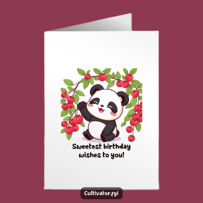 Free Printable Birthday Card: Panda Berry Picking for a Sweet Surprise