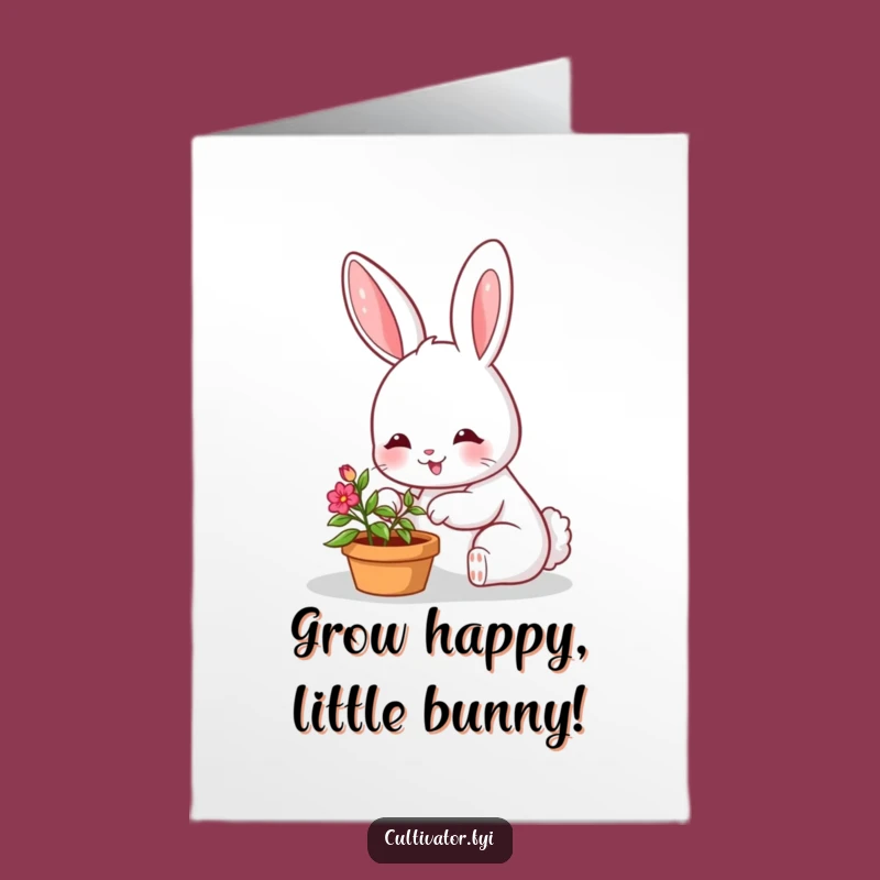 Free Printable Birthday Card: Bunny Gardener for a Blooming Celebration