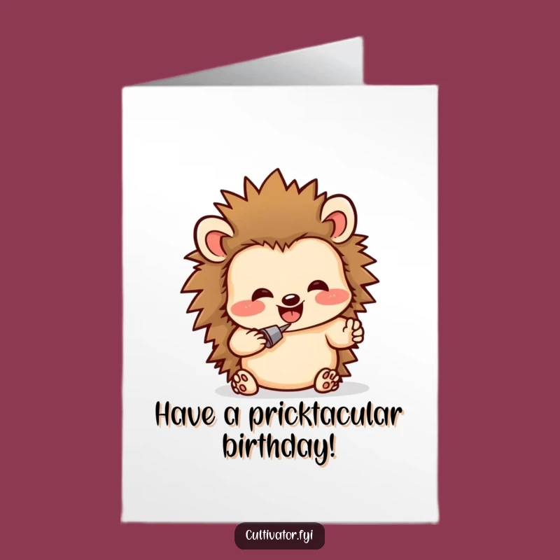 Free Printable Birthday Card: Hedgehog Digging, Humorous DIY Downloadable Gift