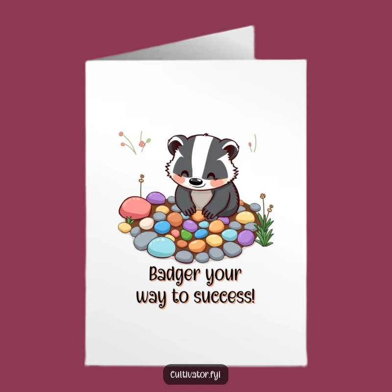 Free Printable Congrats Card: Badger Garden Path Funny Downloadable