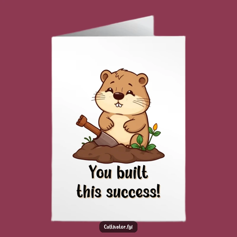 Free Printable Congrats Card: Busy Beaver Digging, Downloadable DIY Gift