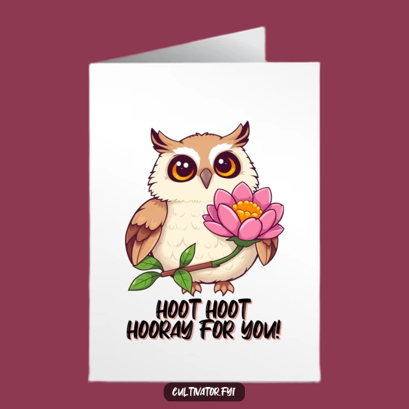 Free Printable Congrats Card: Owl's Blooming Moment - Downloadable Celebration