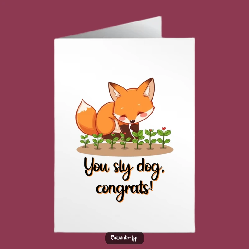 Free Printable Congrats Card: Fox Planting Seeds, Downloadable Funny Gift
