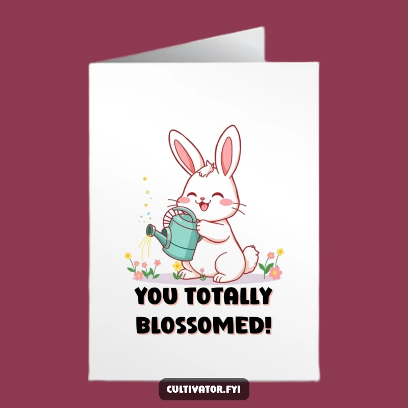 Free Printable Congrats Card: Bunny's Flower Sprinkles for a Joyful Celebration Downloadable