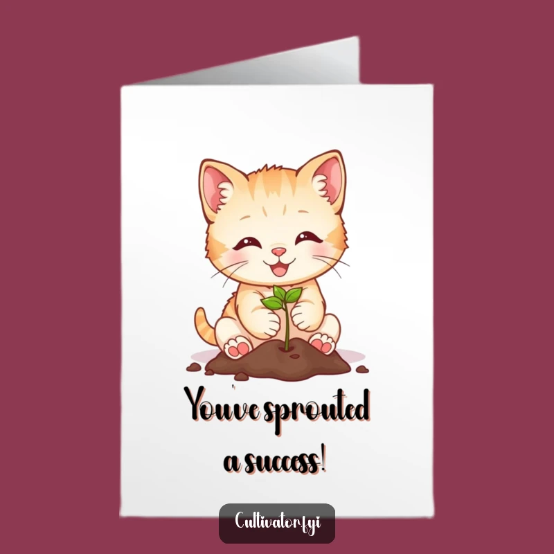 Free Printable Congrats Card: Kitten Planting Success, A Cute Downloadable Gift!