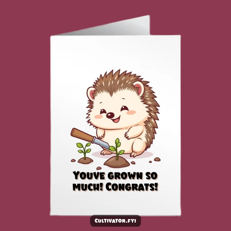 Free Printable Congrats Card: Hedgehog Plants Seed, Funny Downloadable Message