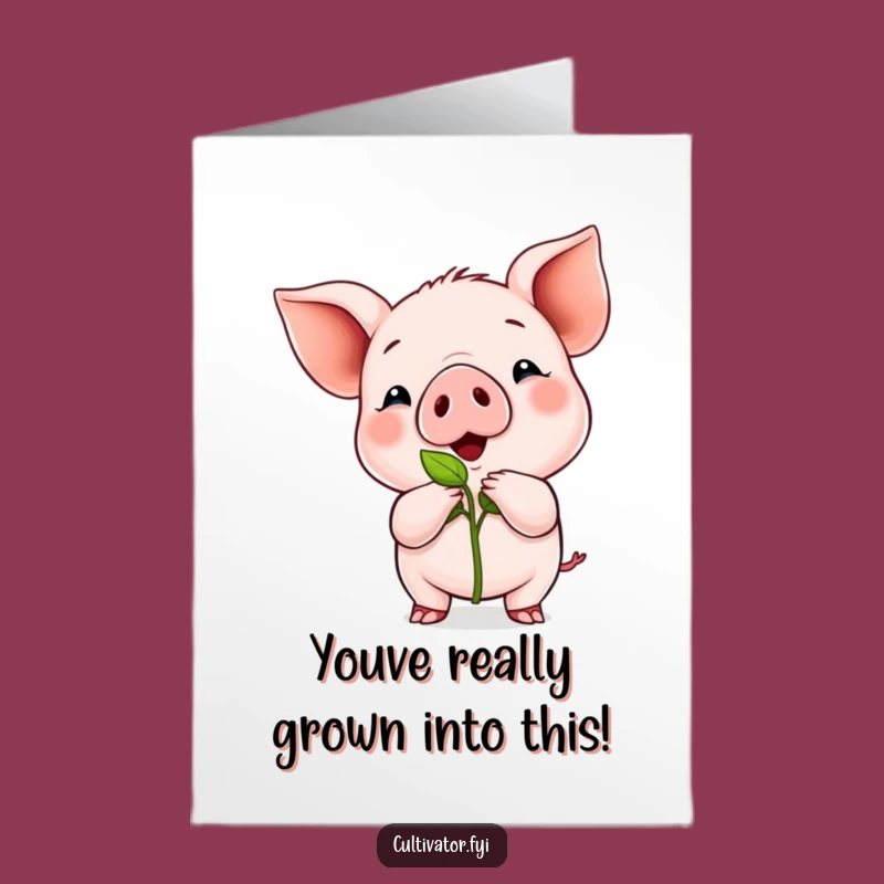 Free Printable Piglet Sprout Congrats Card: Funny Downloadable for New Beginnings!