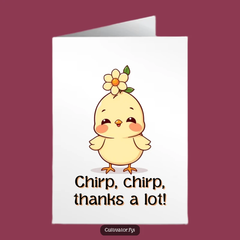 Free Printable Thank You Card: Adorable Chick Flower Nod Downloadable Gift