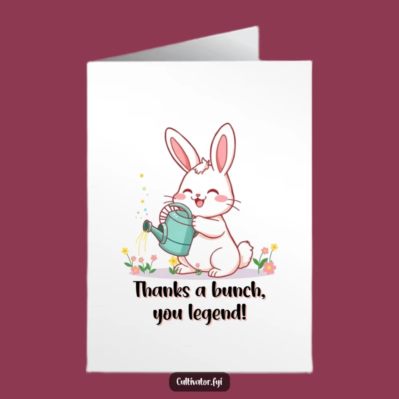 Free Printable Thank You Card: Bunny's Flower Sprinkles, A Funny Downloadable Gift of Gratitude