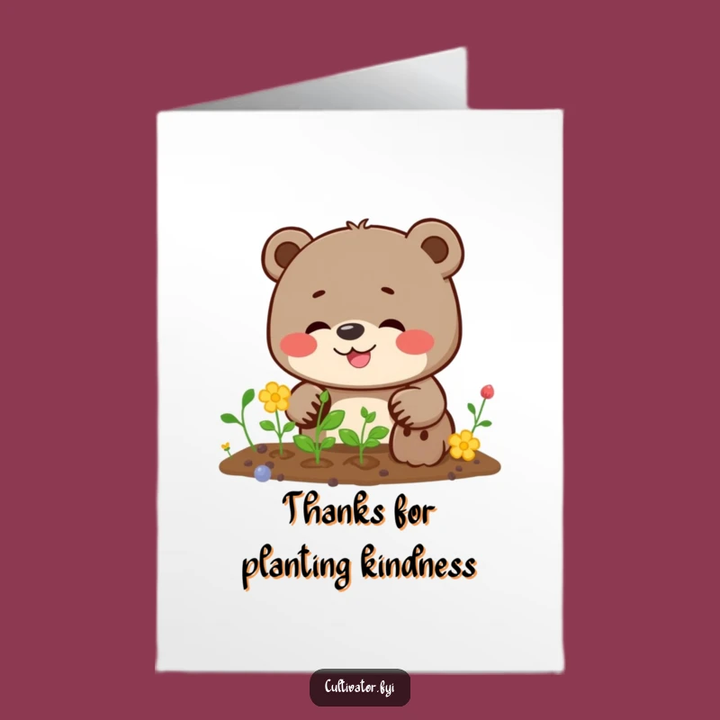 Free Printable Thank You Card: Giggling Bear Planting - Hilarious Downloadable Gift!