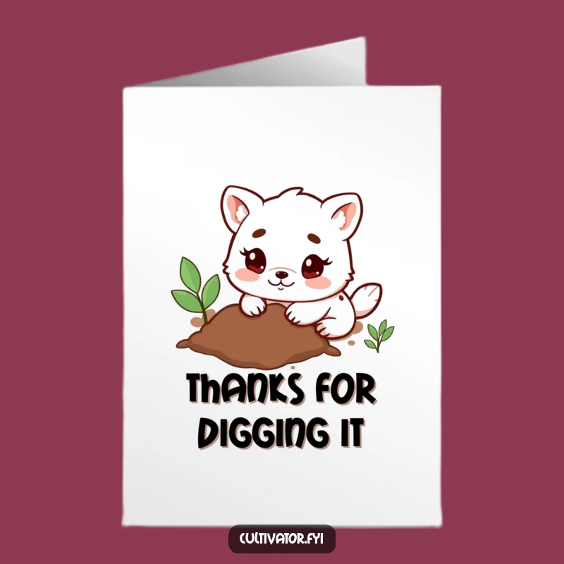 Free Printable Thank You Card: Happy Digging Animal's Funny Downloadable Gift
