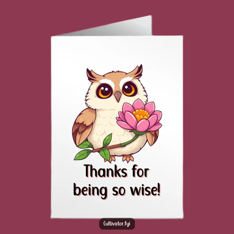 Free Printable Thank You Card: Owl Appreciates Bloom - Downloadable Gratitude