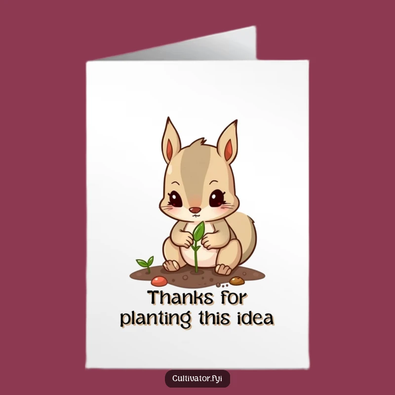Free Printable Thank You Card: Squirrel Planter Showing Appreciation