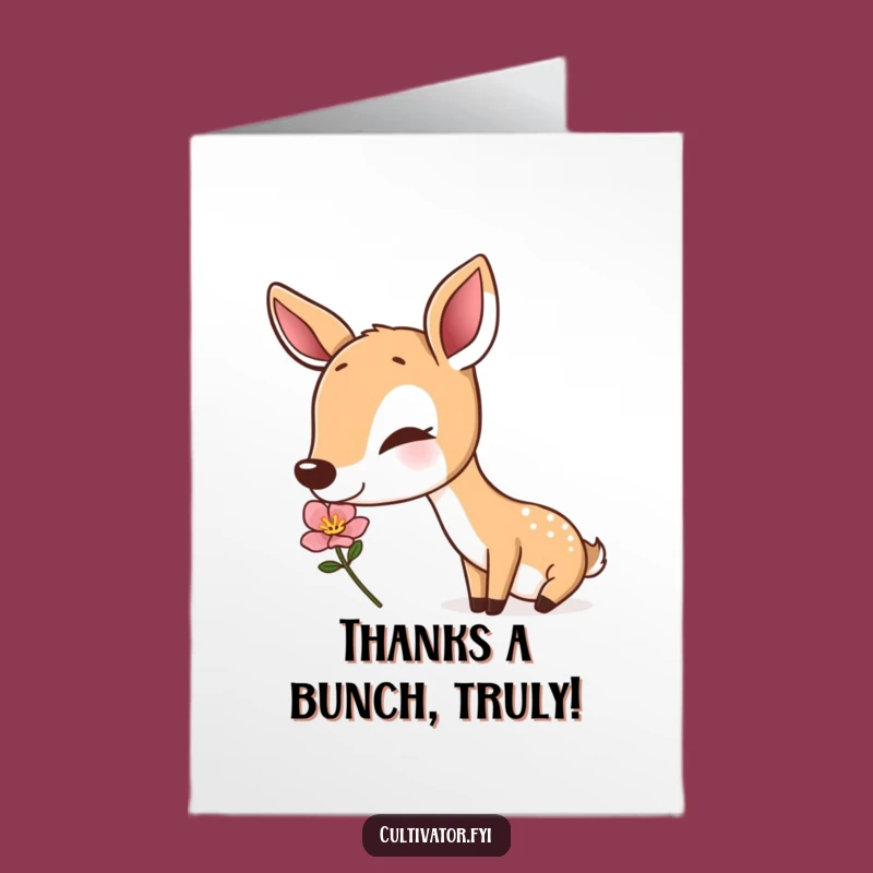 Free Printable Thank You Card: Deer Smelling Flower, Heartfelt Funny Downloadable Note