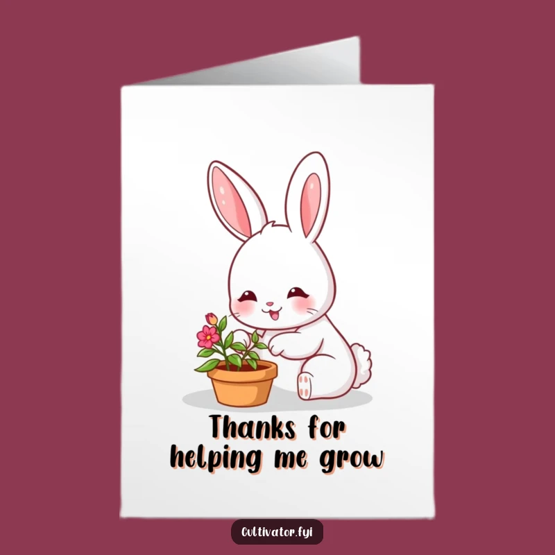 Free Printable Thank You Card: Bunny Gardener Expressing Gratitude
