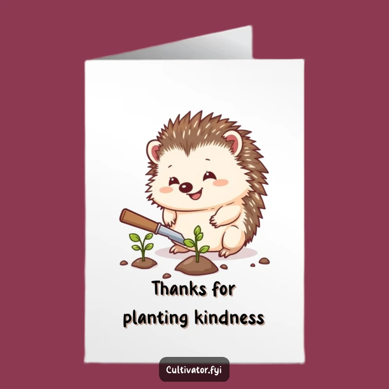 Free Printable Thank You Card: Hedgehog Plants Seed, Sweet Funny Downloadable Note