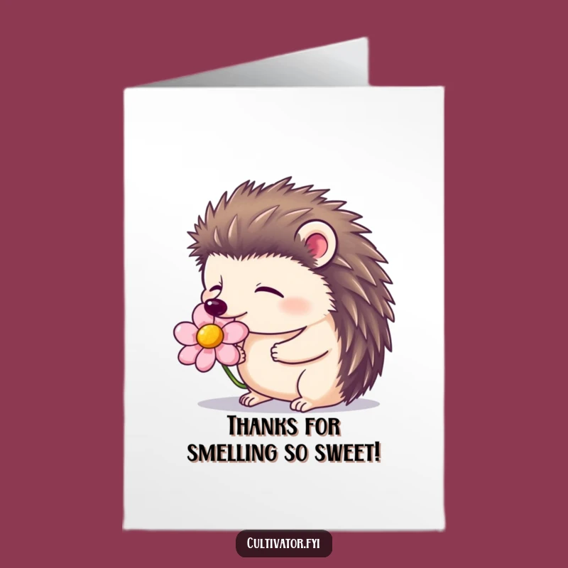 Free Printable Thank You Card: Hedgehog's Floral Thanks, Funny Downloadable Gift!