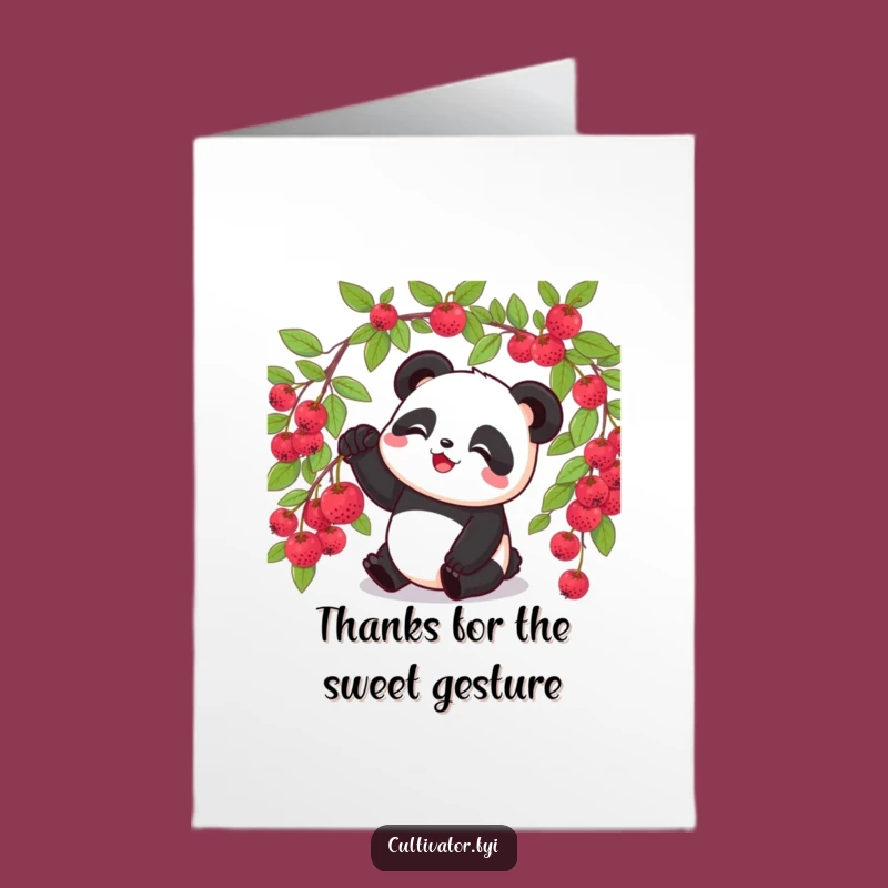 Free Printable Thank You Card: Panda's Berry Gift for Your Gratitude