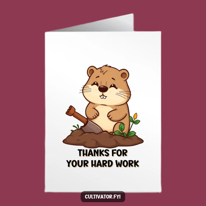 Free Printable Thank You Card: Hardworking Beaver, Downloadable DIY Gift
