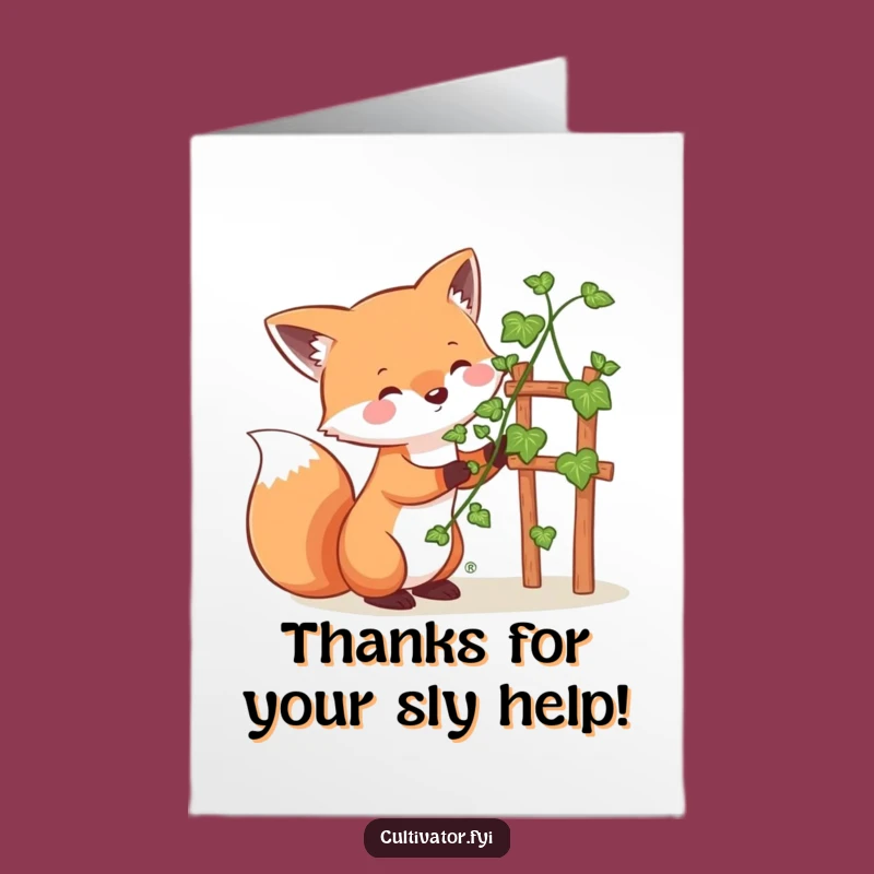 Free Printable Thank You Card: Fox's Helpful Vine - Downloadable Gratitude