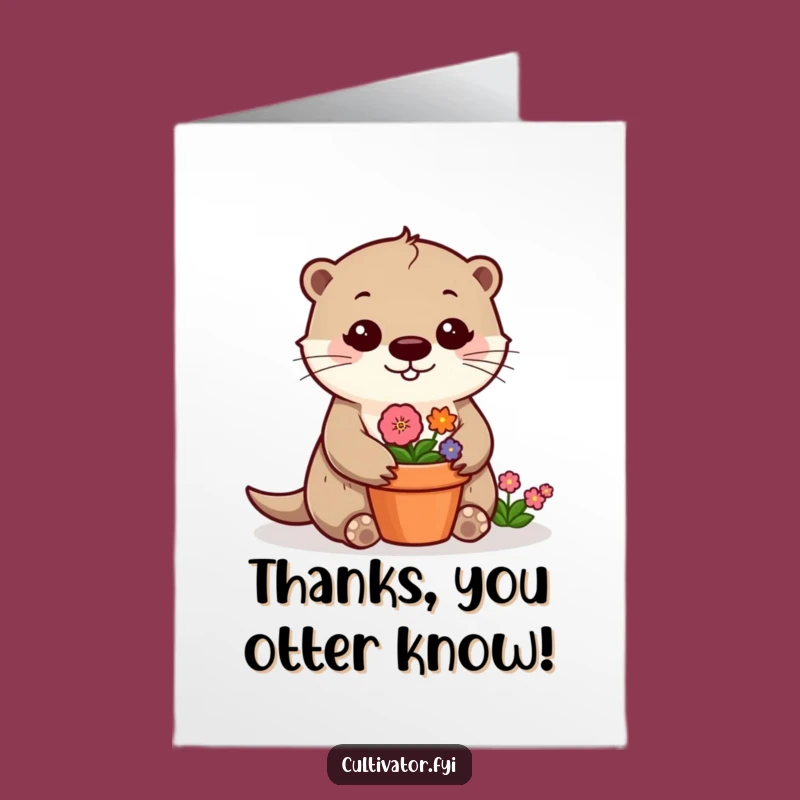 Free Printable Thank You Card: Cheerful Otter Blooming - Hilarious Downloadable Gift!