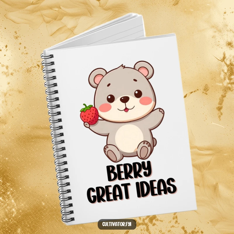 Funny Bear Notebook: A playful bear proudly presents a single, perfect berry, perfect for jotting down thoughts and plans.