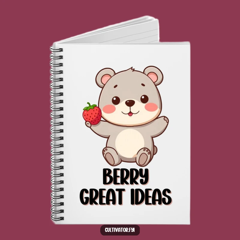Funny Bear Berry Notebook: Playful Character Proudly Presents a Perfect Berry