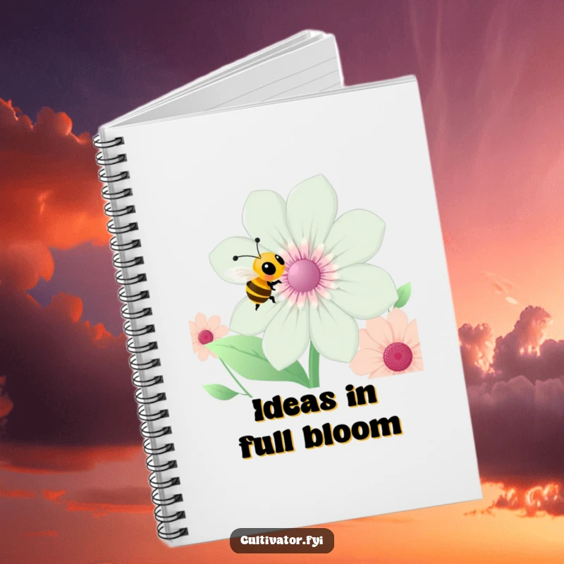 Funny bee notebook, a busy bee on the cover, ideal for writing, humorous stationery, excellent funny gift.