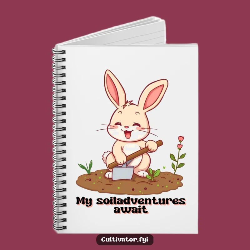 Funny Happy Bunny Tilling Soil Notebook - Hilarious Journal for Gardeners