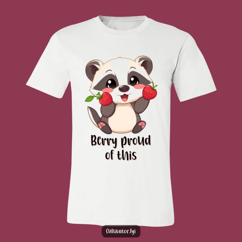 Funny Badger Berry T-Shirt - Playful Showing Off Fresh Pick, Perfect Outdoor Gift