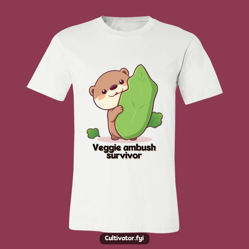 Funny Otter T-Shirt: Curious Otter Peeking from Veggie, Hilarious Animal Tee Gift