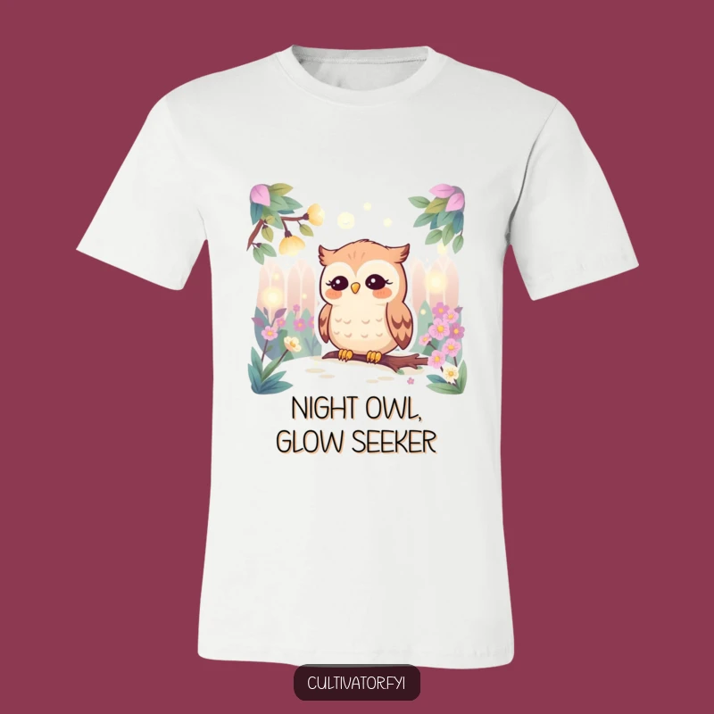 Funny Owl Firefly Garden T-Shirt - Whimsical Nighttime Humor - Great Funny Gift